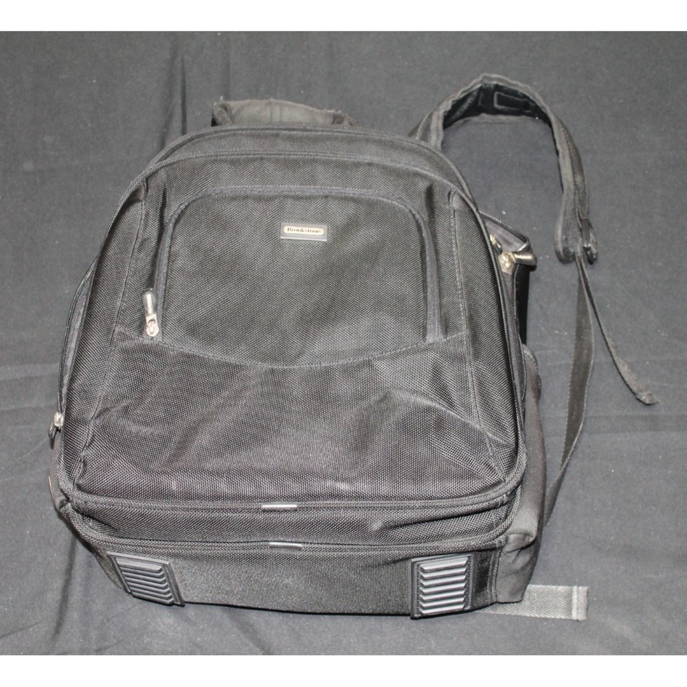 Brookstone Ballistic Business Travel Backpack Black Laptop Computer Carry On Bag